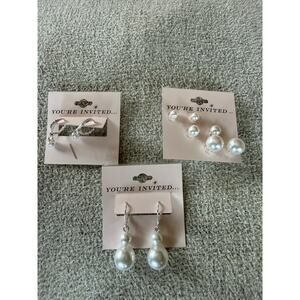 NWT “You’re Invited…” Pearl Earring Variety Bundle (3)